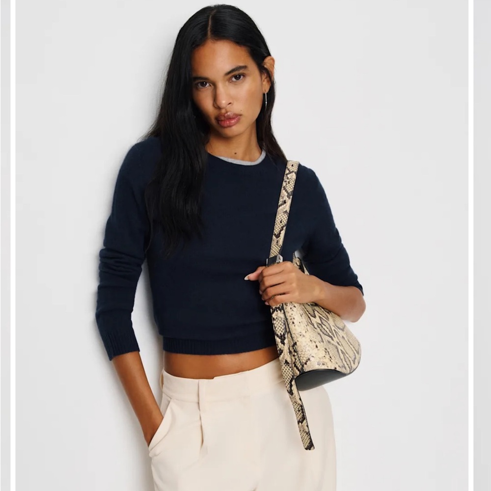 Reformation Navy Blue Crew Neck Sweater XS